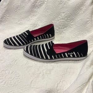 Keds Crash Back Black and White Stripe Slip On Sneakers Size 8